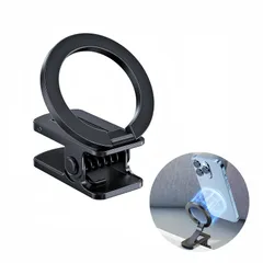【人気商品】スマホスタンド 折り畳める マジックテープ付き 車載ホルダー MagSafe対応 二関節調整 携帯スタンド クリップ式 卓上用 マグネットスマホホルダー 車載用 旅行用 Antion 携帯便利