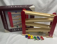 ◇ ニチガン くるくるスロープ 【使用感ふつう】【キズ/汚れ/打痕あり】木製 知育玩具 対象年齢3歳～ / 中古 042701のサムネイル