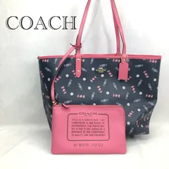COACH コーチ リバーシブル シティ トート F72722 トートバッグ キャンディ プリント  ピンク/ブラック ポーチ 保存袋 付 レディース 鞄 _219067
