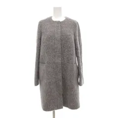 グリーンレーベルリラクシング ユナイテッドアローズ green label relaxing ノーカラーコート 38 グレー シャギー ミドル丈 長袖 /NU ■ECG004