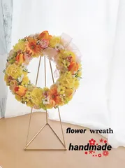 ﾟ･*:.｡❁ローズとチューリップ✿.*･フラワーリース・春リース・アーティフィシャルフラワー・玄関リース・母の日ギフト・インテリア雑貨・1点物✿.*･