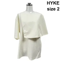□ ハイク HYKE カットソー Tシャツ トップス 半袖 アシンメトリー ケープ 白 オフホワイト 綿 2 M 9号 レディース S6D592のサムネイル