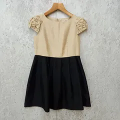 Bon mercerie ボンメルスリー ワンピース フォーマル ひざ丈 パーティードレス リボン ベージュ 38サイズ ◎、□〇☆