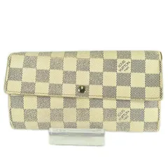 LOUIS VUITTON ルイ・ヴィトン ポルトフォイユ・サラ フラップ式長財布 イニシャルあり ダミエ・アズール CA4089 ホワイト ブルー レディース