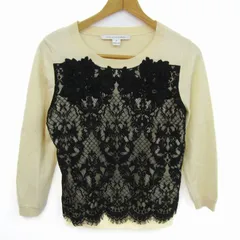 ダイアンフォンファステンバーグ ニット トップス 長袖 レース セーター レディース Mサイズ 黒×ベージュ DIANE VON FURSTENBERG 【中古】のサムネイル