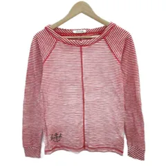 ラコステ LACOSTE 長袖Tシャツ カットソー 36 S レッド 赤 ボーダー柄 刺繍 /SM33 ■GY58