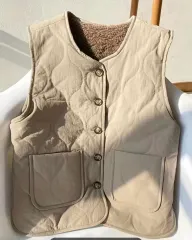 オーバーサイズ ダブル キルティング ウール ベスト S 2XL 66 77 88 99;110