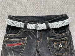 ヴィンテージ 白 レイ 編み込み ベルト