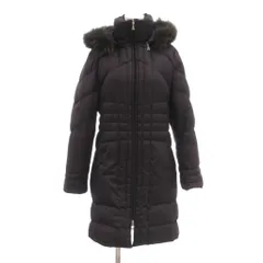 イネド INED ダウンコート 9 紺 ネイビー  リアルファー フード /NL ■ECG004