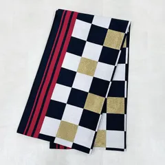 袋帯 中古 正絹 西陣織 振袖 成人式 六通 市松模様 モダン