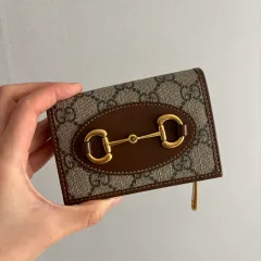 グッチ ホースビット 1955 二つ折り財布 GGスプリーム/ブラウン