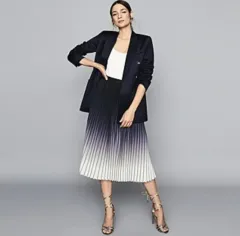 リース グラデーション プリーツ ロング スカート (ブラック)