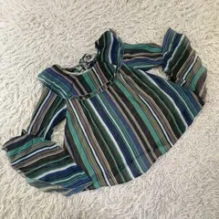 ○アイテム axes femme（アクシーズファム） 2WAY マルチストライプ柄ケープ風ブラウス オフショルダー キャンディースリーブ レディースMサイズ