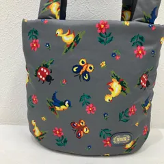 2175　良品　FEILER　フェイラー　ハンドバッグ　 ハイジ　てんとう虫　小鳥　花　蝶々　 グレー系　ナイロン　エコユースバッグ　 阪急阪神高島屋限定　タグ付き　レディース