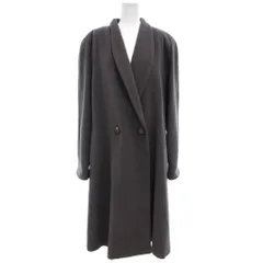 vintage ロングコート ダブルブレスト カシミヤ ショールカラー 総裏地 肩パッド入リ 9AR グレー /KB ■ECG004