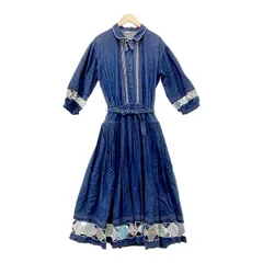 PINK HOUSE ピンクハウス パッチワークデニムワンピース ロングワンピース レディース Sサイズ相当 インディゴブルー トップス IL15028■