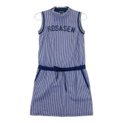 Rosasen シアサッカーゴルフウェア ノースリーブワンピース ネイビー