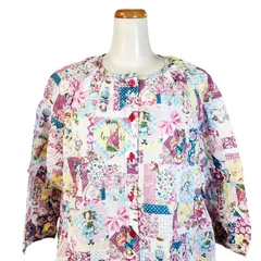 鴨居羊子パジャマ新品未使用‼️TUNIC　春夏　７分袖全開パジャマ　ローンサッカー　パッチワーク　ピンク色　26080　日本製のサムネイル