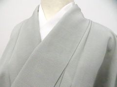 裄68.5 きもの工房 夏着物 洗える着物 白緑色 雪輪に花 飛び柄 お稽古