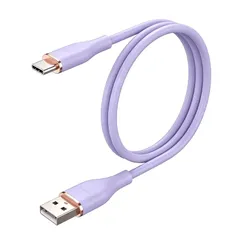 【新品】 USB Type C ケーブル 1m SLEIJAOOE 柔らかいシリコン制 【PD/QC対応 66W急速充電】 絡まない 断線防止 USB タイプC(Type-C)ケーブル スマートフォン・タブレット・ゲーム機等Type-C 機器対応 (パープル)