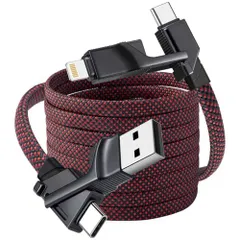 Miger 240w usb-c ケーブル 4in1 [1.8m,2本セット]ライトニングケーブル usb c ケーブル 急速充電 240W+27W あいふおん充電コード タイプc/aからタイプc/ライトニング 2in2 マルチ充電コード iPhone 1AR