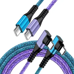 【新品】 ANNIBER usb-c usb-c ケーブル 純正 L字/1.8M/2本 Type-c L型 断線防止 PD30W/3A 急速充電 ナイロン編み iPhone 16 Type C充電ケーブル データ転送 Galaxy タイプcケーブル急速充電 0