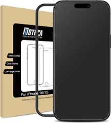 Mothca アンチグレア iPhone 16/iPhone 15対応 ガラスフィルム 強化ガラス 保護フィルム サラサラ タッチ感 ゲームフィルム ガイド枠付き 液晶 日本旭硝子製素材 指紋防止 反射防止 硬度9H 飛散防止 キズ防止 衝撃吸収 撥油性