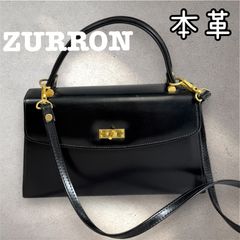 ZURRON ターンロックフォーマルバッグ ゴールド金具 ブラック オールレザー 美品 ZURRON ターンロック フォーマルバッグ 2ウェイ ゴールド金具