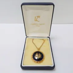 LIMOGES CASTEL リモージュ・キャッスル ネックレス ケース付き 磁器 紺色 金色 ネイビー×ゴールドカラー チェーン長さ約60cm トップ直径約3cm カステル FRANCE ■質屋 かんてい局 金沢バイパス店■26-BP-27のサムネイル