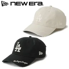 新品 NEWERA ニューエラ 正規品 キャップ ロサンゼルス ドジャース LA MLB CAP 帽子 9TWENTY バイザーロゴ 刺繍 ダメージ加工 ユニセックス メンズ レディース ストーン 黒 ブラック 14745078 14745079 M/L