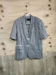 438) レディース オーバーサイズ CHECK 半袖 ジャケット