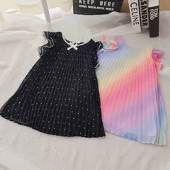 H&M　エイチアンドエム　ワンピース　2枚セット　シフォン　プリーツ　ドット　レインボー