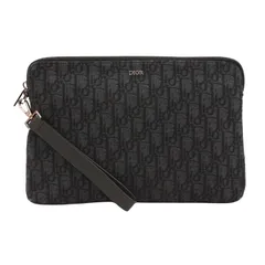 Dior ディオール オブリーク ポーチ 2OBCA251YSE クラッチバッグ レザー/ジャカード ブラック【中古】 メンズ