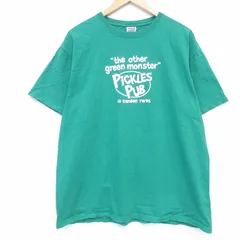 XL/古着 半袖 ビンテージ Tシャツ メンズ 00年代 00s メッセージ コットン クルーネック 緑 26mar30