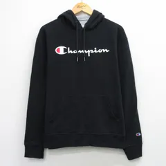 L/古着 チャンピオン Champion 長袖 スウェット パーカー メンズ ビッグロゴ 黒 26mar30
