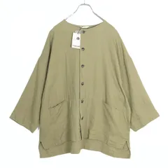 【極美品タグ付き】ソウルベリー★ゆったりシルエット♪ 麻混カーディガン チュニック 大きいサイズXL ベージュ系 z19783のサムネイル