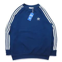 adidas originals 3ストライプ クルー スウェット M ブルー トレフォイルロゴ 3-STRIPE CREW DV1554 パキスタン製 未使用品