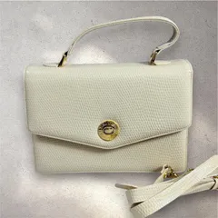 美品　YUKI TORII ユキトリイ　2ウェイ　フォーマルバッグ　ハンドバッグ　リザード型押し　アイボリー　ゴールド金具　ターンロックのサムネイル