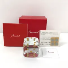 程度良好 Baccarat バカラ ダイス ペーパーウェイト クリスタル クリア×ゴールド 箱付き 保管品のサムネイル