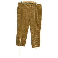 【中古】　BEAMS　コーデュロイパンツ　クロップド丈　ボタンフライ　裾レースアップ　古着　/2406