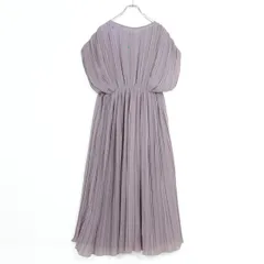 ナチュラルクチュール★繊細なプリーツが揺れる♪ 上品なノースリーブワンピース サイズF 紫系 z19784