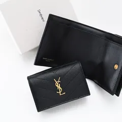 SAINT LAURENT サン ローラン 財布 WALLET オリガミタイニー 668274BOWA1 レディース 黒 ブラック YSL ミニ財布 折りたたみ財布 三つ折り財布 コンパクト スマート レザー メタルロゴ