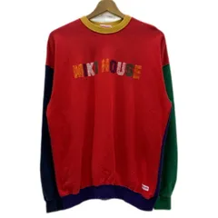【中古】　MIKI HOUSE MEN'S　スウェット　長袖　トレーナー　クルーネック　裏毛　ブランドロゴ　プリント　マルチカラー　日本製　古着　/1952