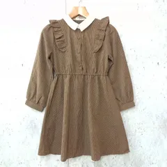 Hudson honey ハドソンハニー ワンピース フリルワンピース チェック柄 ひざ丈 ブラウン Lサイズ ◎_〇□