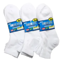 【即日発送】ホワイト ミドル丈 無地 足底パイル編み 9足セット 白 ソックス メンズ 靴下 [box408]