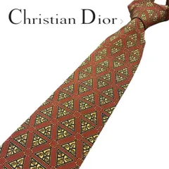 Christian Dior 幾何学模様 ネクタイ　朱色
