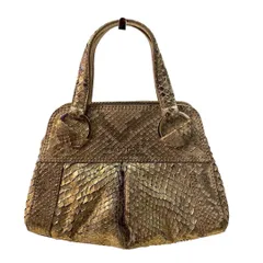 SERGIO ROSSI セルジオロッシ パイソン ハンドバッグ ゴールド