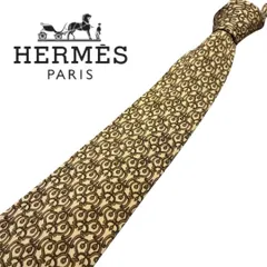 ★美品★ HERMES エルメス ネクタイ ブラウン