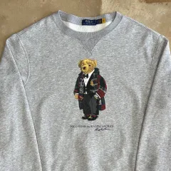L POLO RALPH LAUREN ポロベア グレー 起毛 スウェット