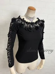 Mサイズ　新品　社交ダンス　トップス　黒　豪華　パーティ　スタンダード　ワルツ　スロー　タンゴ　2971